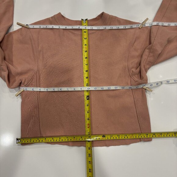 All Saints XS Coral Pink Long Sleeve Crop Raw Hem Crew Neck Sweater Navarre - Picture 11 of 11